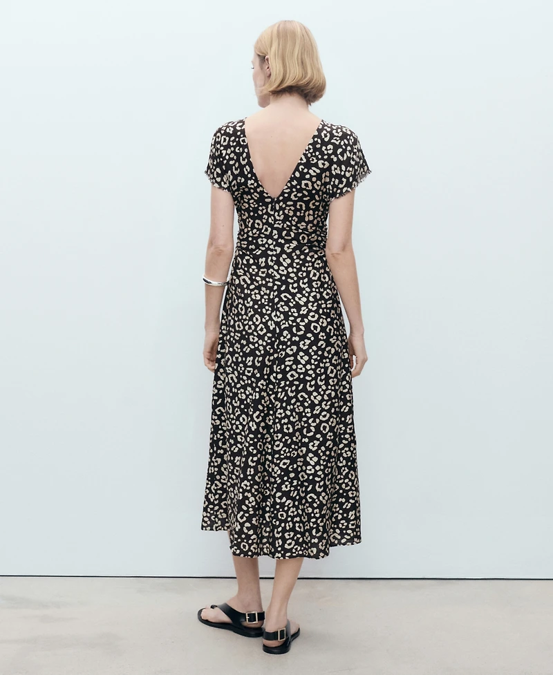 Mango Women's Frayed Ends Leopard Print Dress
