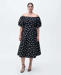 Mango Women's Strapless Polka Dot Dress