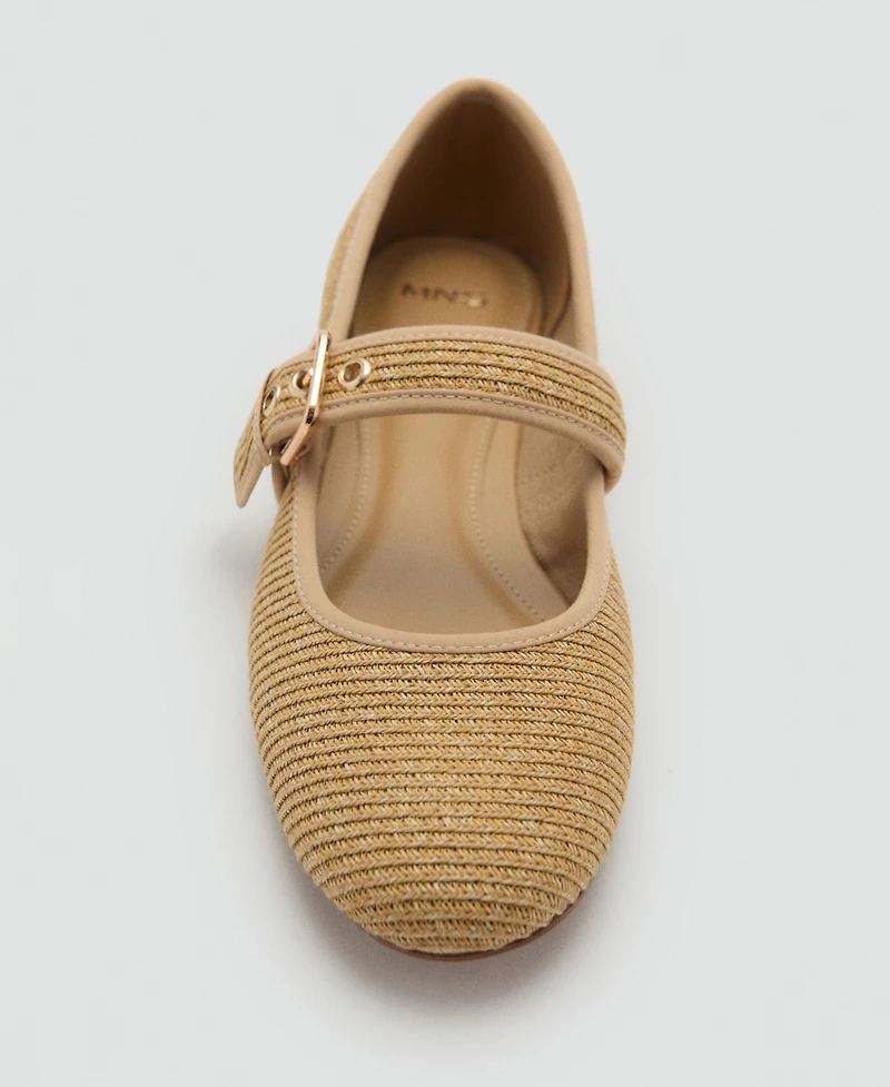 Mango Women's Buckle Strap Cotton Shoes