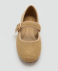 Mango Women's Buckle Strap Cotton Shoes