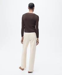 Mango Women's Ribbed Knit Bows Cardigan Sweater