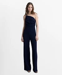 Mango Women's Metallic Detail Asymmetrical Jumpsuit