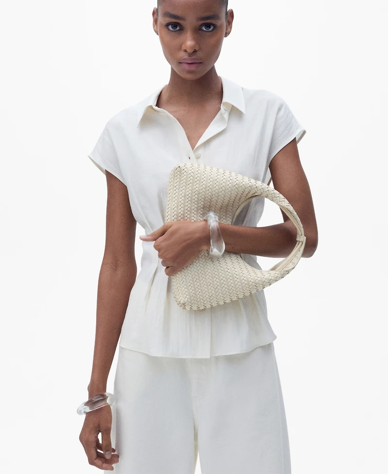 Mango Women's Short Sleeve Pleated Shirt