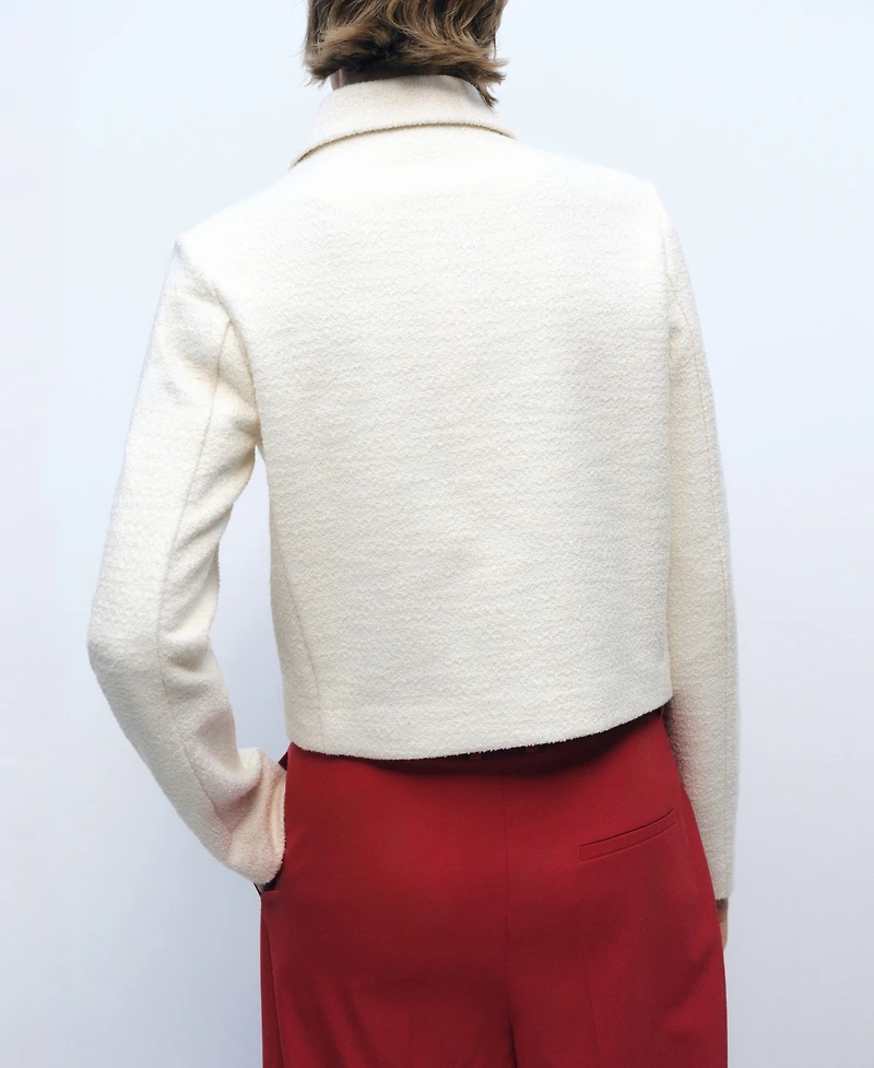 Mango Women's Lapel Cotton Blend Jacket