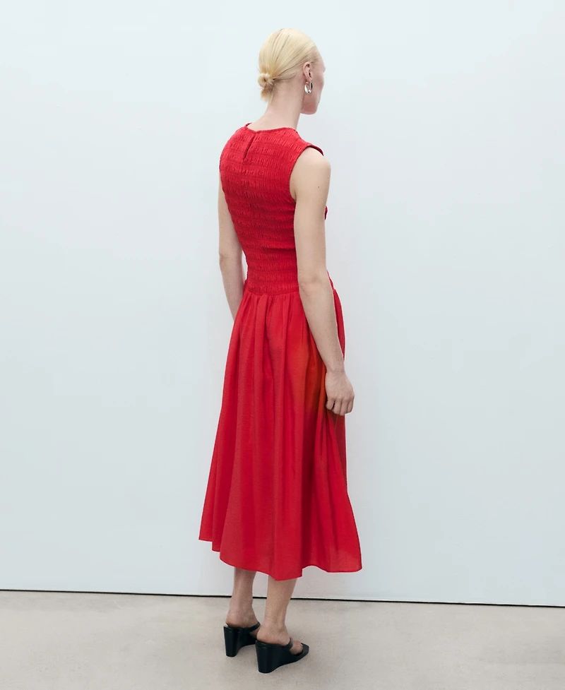 Mango Women's Gathered Body Flared Dress