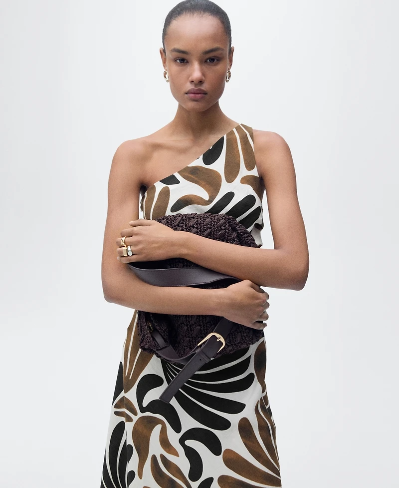 Mango Women's Abstract Leaf Print Dress