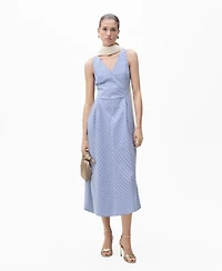 Mango Women's Striped Flared Midi Dress