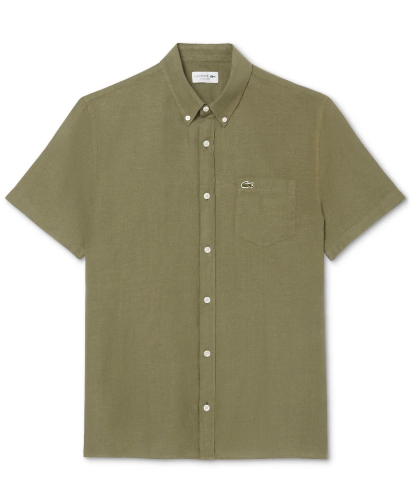 Lacoste Men's Regular-Fit Logo Linen Shirt
