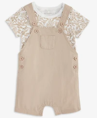 Baby Boys Cotton Tonal Leaf-Print Bodysuit & Shortall, 2 Piece Set, Exclusively at Macy's