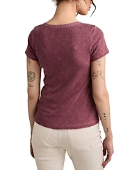Lucky Brand Women's Cotton Cutwork Henley Tee
