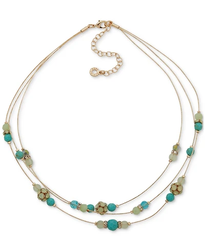 Anne Klein Gold-Tone Mixed Stone & Bead Station Layered Necklace, 16" + 3" extender