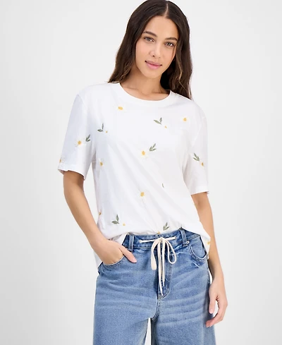 Driftwood Women's Daisy Embroidered Short-Sleeve T-Shirt