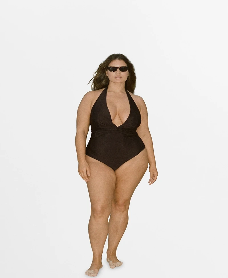 Mango Women's Draped Halter Swimsuit