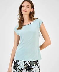 Kasper Women's Beaded-Trim Extended-Shoulder Top, Regular & Petite Sizes