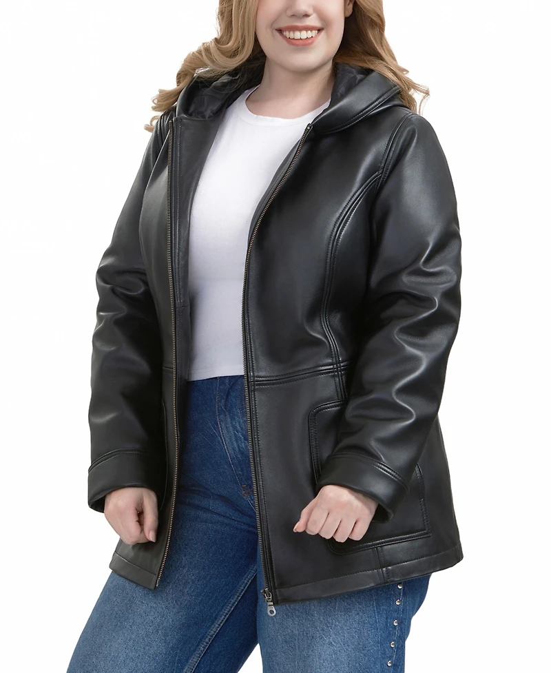 Bgsd Plus Cara Hooded Leather Coat