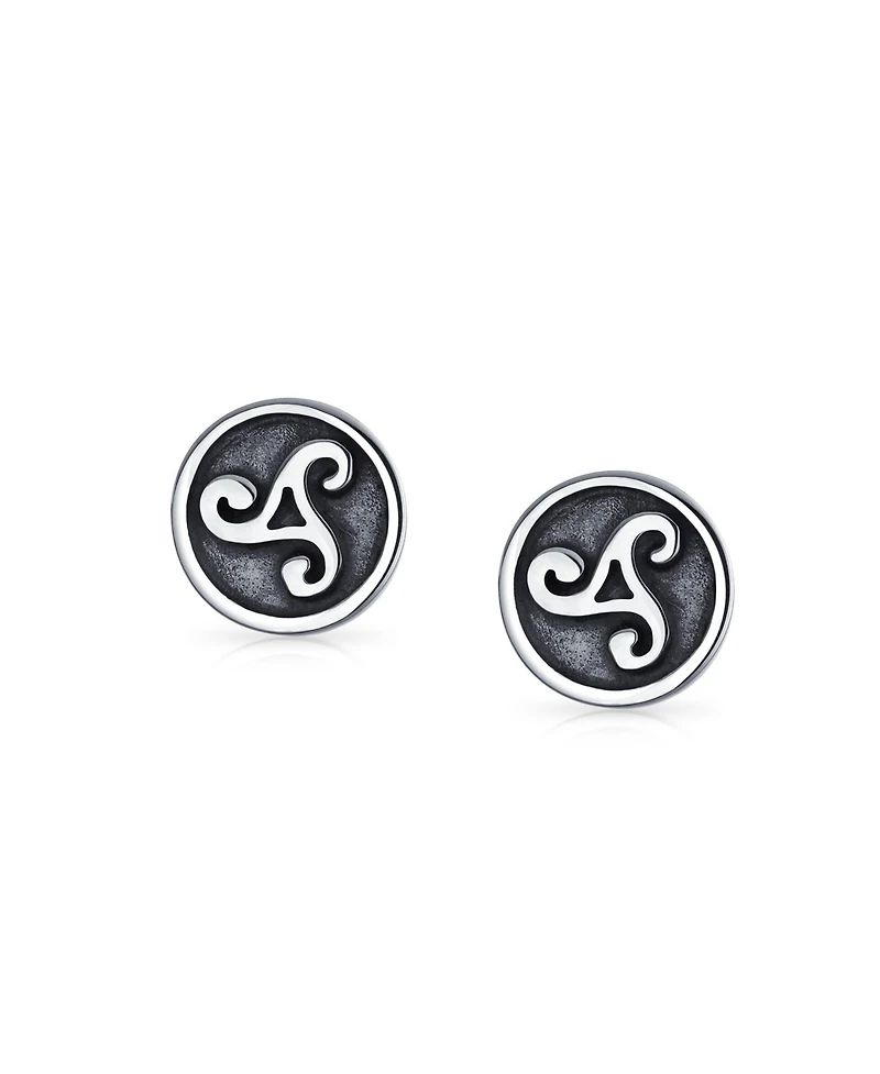 Bling Jewelry Set of 2 Ancient Celtic Triskele Stud Earrings in Oxidized Sterling Silver