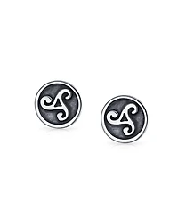 Bling Jewelry Set of 2 Ancient Celtic Triskele Stud Earrings in Oxidized Sterling Silver