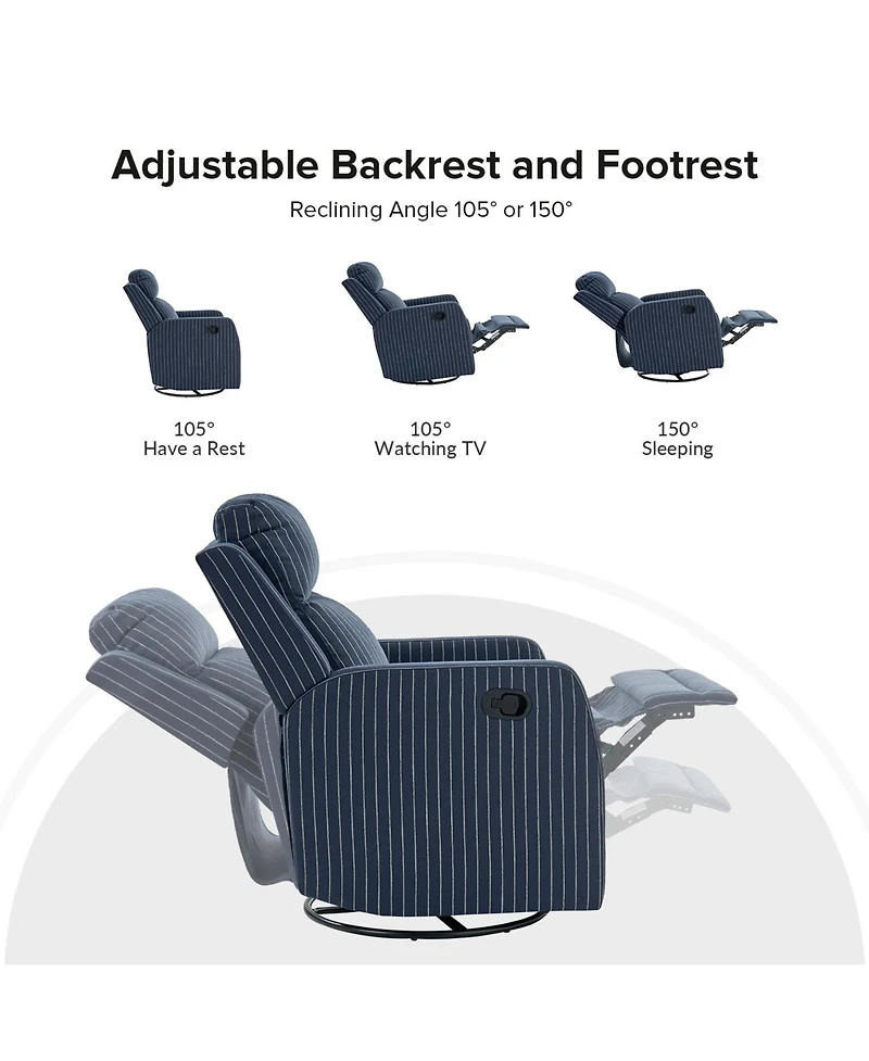 Coral Modern Ergonomic Swivel Rocker Manual Recliner