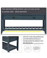 Entryway Storage Bench with Cushion Drawers and Shoe Rack for Organized Seating Footwear Small Spaces-The Pop Home