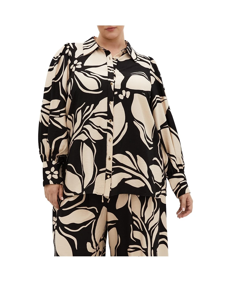 City Chic Plus Size Rosabella Print Shirt