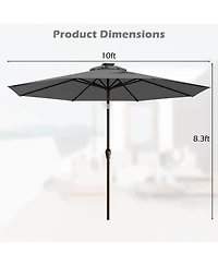 Gymax 10FT Solar Umbrella Led Market Steel Tilt w/ Crank Patio