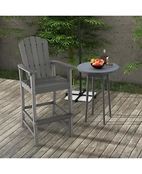 30 Inches Counter Height Outdoor Hdpe Bar Stool with Armrests and Footrest