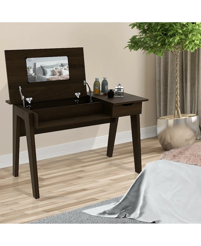 Dressing Table with Flip Mirror and Storage Drawer