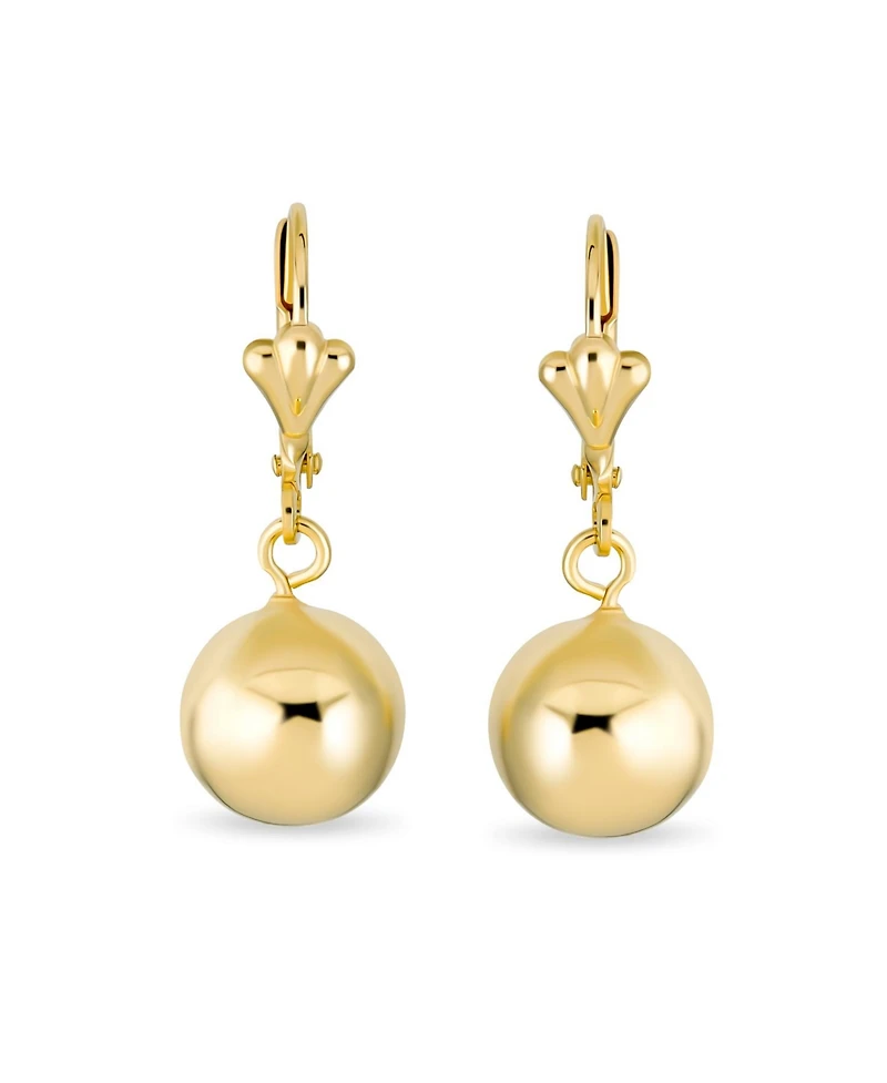 Bling Jewelry Set of Two Classic Round Drop Ball Earrings 18K Gold Plated 8 & 10 Mm