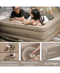 Naturehike Durable Queen Air Mattress, Raised Comfort Blow Up Mattress for Kids & Adults, Inflatable Bed with Storage Bag for Home, Travel & Camping (