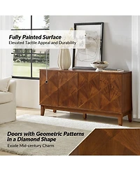 Abraham Mid-century 60" Solid Wooden Legs Sideboard