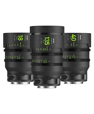 NiSi Athena Prime Cine Add-On 3-Lens Kit with 40mm T1.9, 18mm, 135mm T2.2 Lens, Includes Filter Holder, Canon Rf