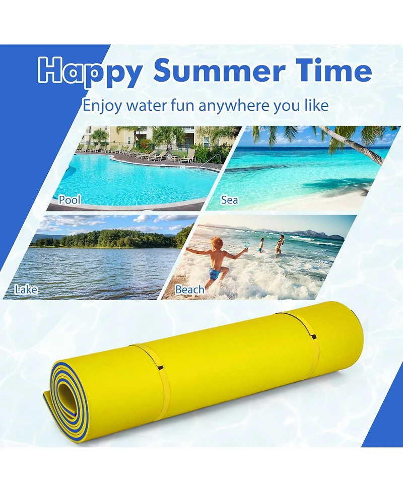 9' x 6' 3 Layer Floating Water Pad Foam Mat -Yellow