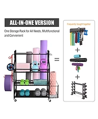 Mythinglogic 3- Tier Yoga Mat Home Gym Storage Rack, Large Capacity Dumbbell Rack for Home