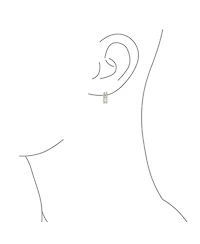 Bling Jewelry Set of 2 Cz Hoop Huggie Earrings Emerald Cut Milgrain Edge Silver Gold Plated