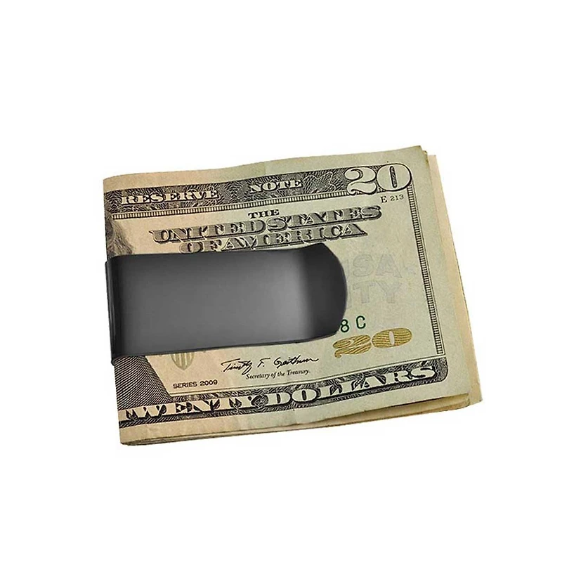 Bling Jewelry Set of 2 Large Wide Strong Money Clip Card Holder Black Gold Stainless Steel