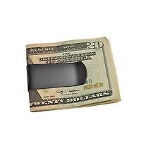 Bling Jewelry Set of 2 Large Wide Strong Money Clip Card Holder Black Gold Stainless Steel