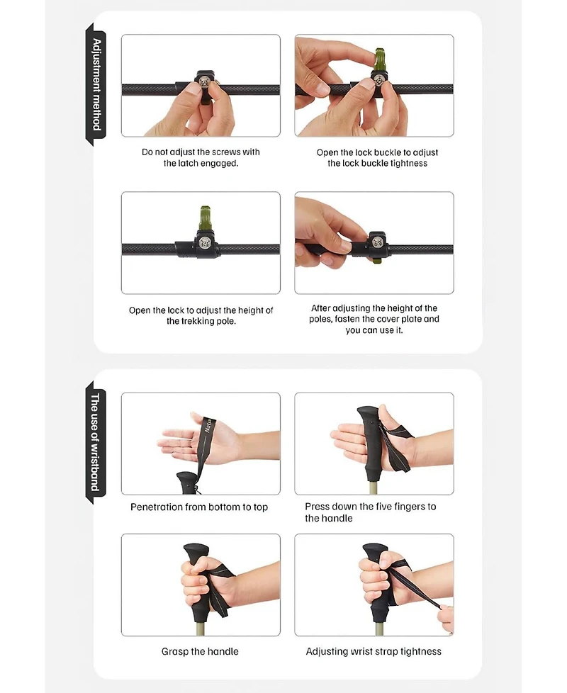 Naturehike 1pc Trekking Pole Carbon 169g Adjustable Ultra-Lightweight Hiking Sticks Walking Stick with Accessories for Outdoor,Navy Blue
