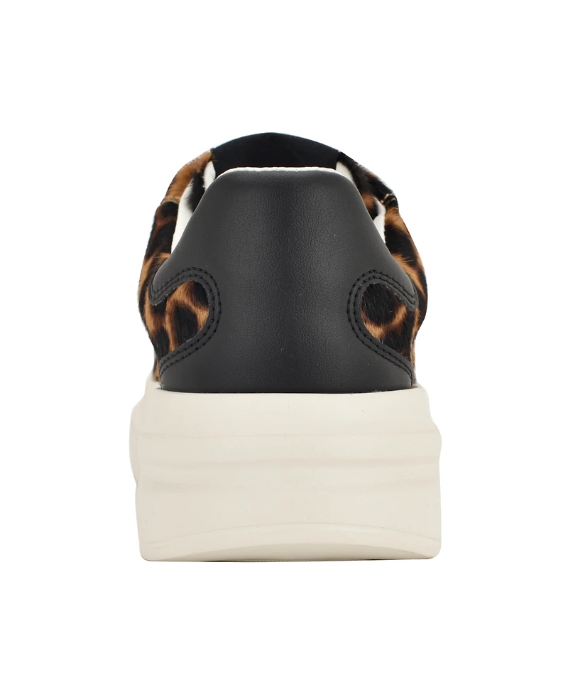 Guess Women's Elbinah Leopard Pony Lace-Up Sneakers