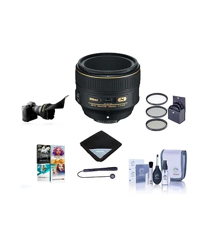 Nikon 58mm f/1.4G Af-s Nikkor Lens, Bundle with ProOptic 72mm Filter Kit, Cleaning Kit, Lens Wrap, Cap Tether, Flex Lens Shade, Pc Software Kit