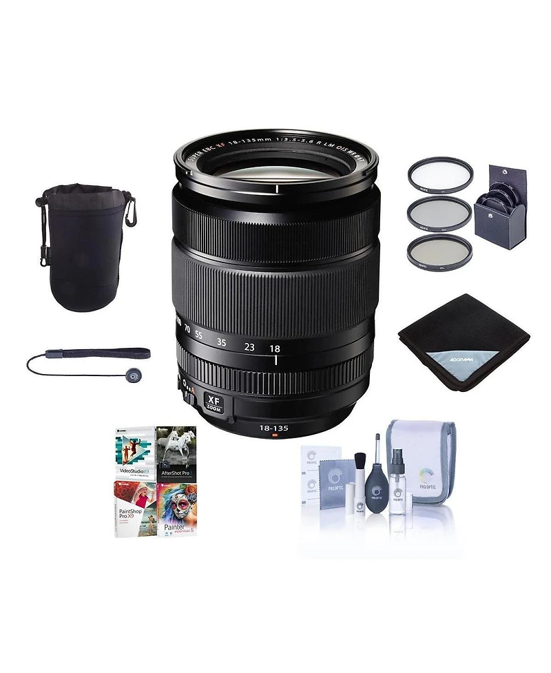 Fujifilm Xf 18-135mm f/3.5-5.6 R Lm Ois Wr Lens, Bundle with ProOptic 67mm Filter Kit, Lens Wrap, Cleaning Kit, Lens Case, Lens Cap Tether, Pc Softwar