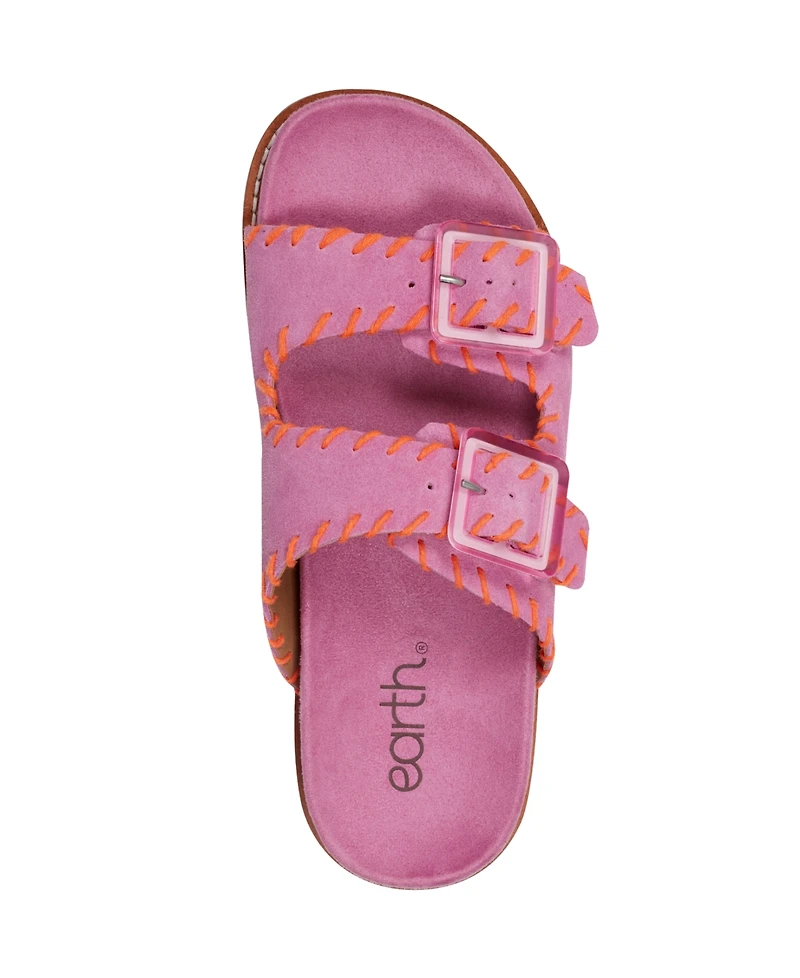 Earth Women's Fausto Stitched Double Band Slip-On Sandals
