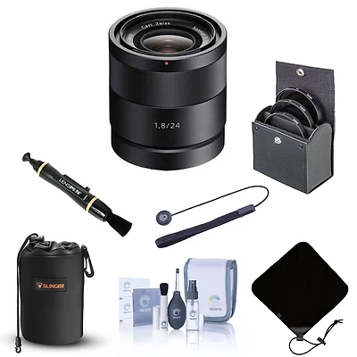 Sony Sonnar T E 24mm f/1.8 Za Lens for Sony E, Bundle with ProOptic 49mm Filter Kit, Lens Pouch, Lens Wrap, Cleaning Kit, Lens Cleaner, Cap Tether
