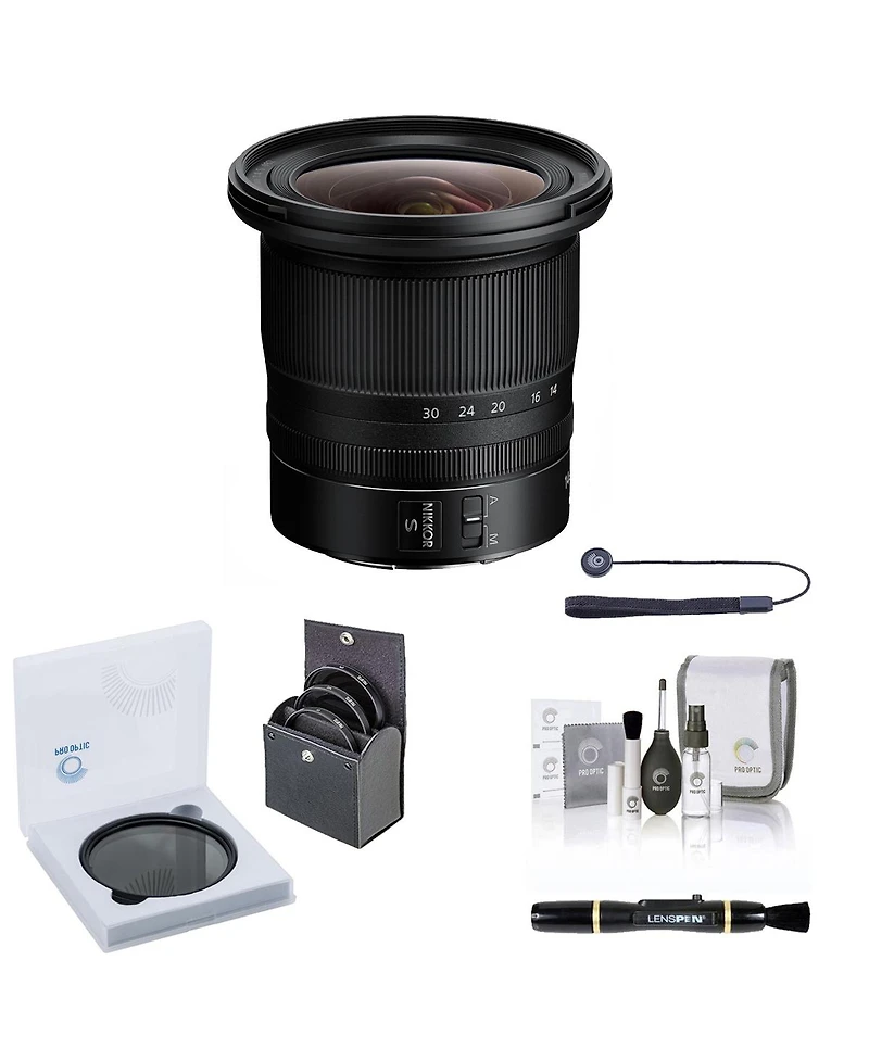 Nikon Nikkor Z 14-30mm f/4 S Lens, Bundle with ProOptic 82mm Filter Kit, Soft Lens Case, Lens Cleaner, Cleaning Kit, Universal Lens Cap Tether