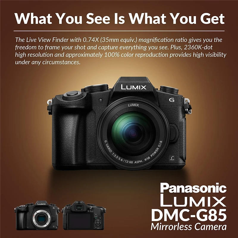 Panasonic Lumix Dmc-G85 Mirrorless Camera w/12-60mm f/3.5-5.6 Lens Bundle with Lens, Memory Card, Bag, Microphone, Tripod, 2x Battery, Charger, 2x Fil
