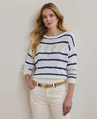 Lauren Ralph Lauren Women's Striped Pointelle Cotton-Blend Sweater