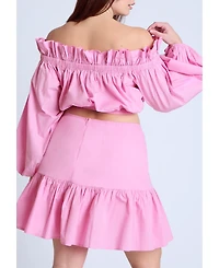 Eloquii Women's Bubble Sleeve Crop Top