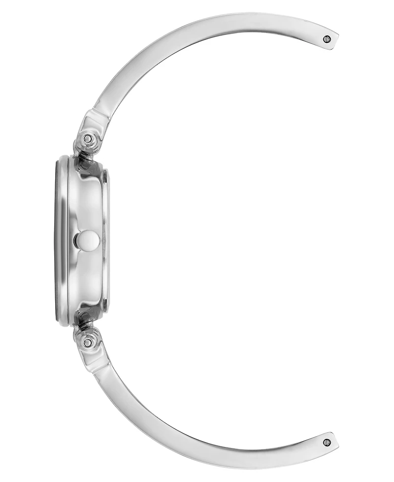 Anne Klein Women's Quartz Sleek Blush Enamel and Silver-Tone Metal Alloy Bangle Watch, 28mm