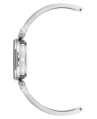 Anne Klein Women's Quartz Sleek Blush Enamel and Silver-Tone Metal Alloy Bangle Watch, 28mm