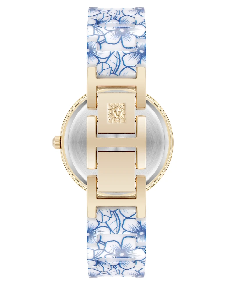 Anne Klein Women's Quartz Flower Pattern Ceramic Bracelet Watch