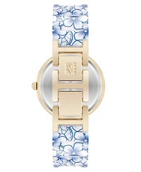 Anne Klein Women's Quartz Flower Pattern Ceramic Bracelet Watch